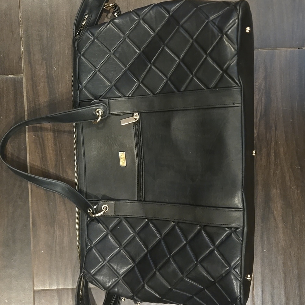 Badgley Mischka Black Quilted Weejender Tote Bag 20 X 12 - Picture 9 of 9